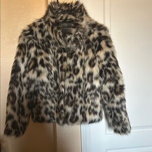 Leopard Print Faux Fur Jacket